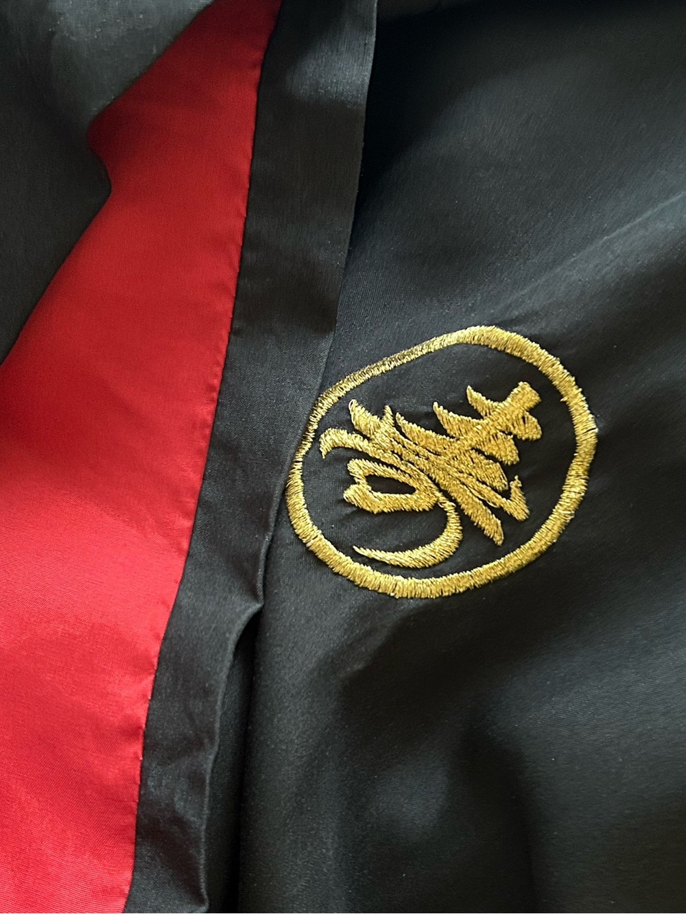 Black 100% Silk Kimono with Red Lining - Picture 5 of 5
